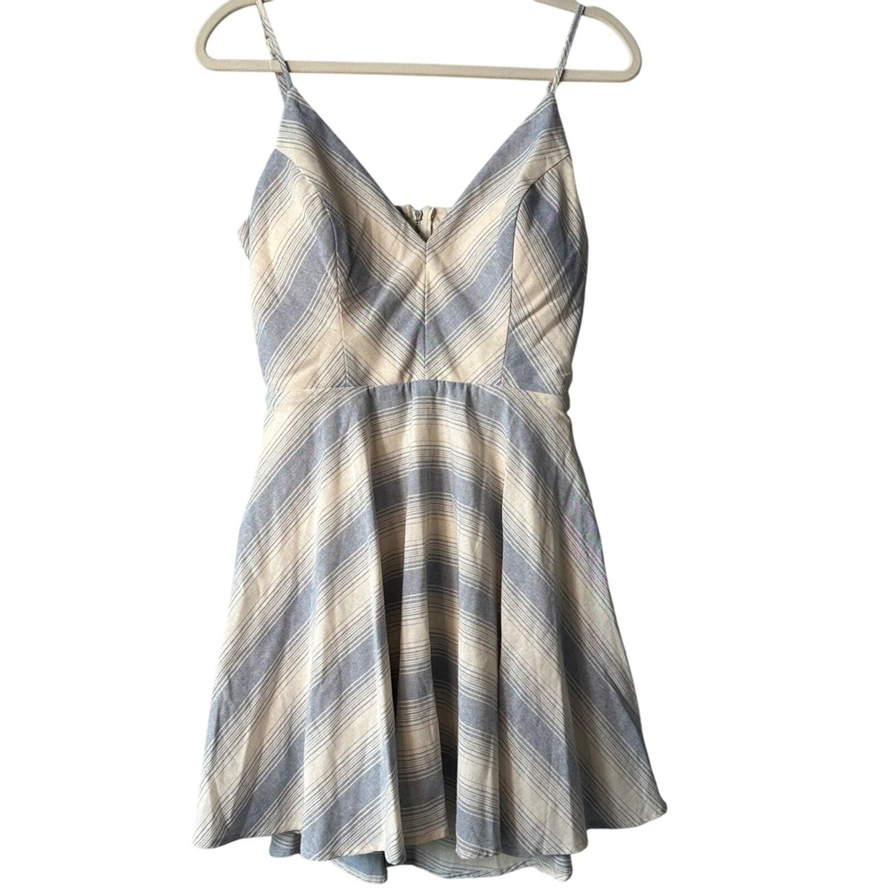 Altar'd State Striped Mini Dress Cutout Back‎ Casual Summer Size M Built In Bra